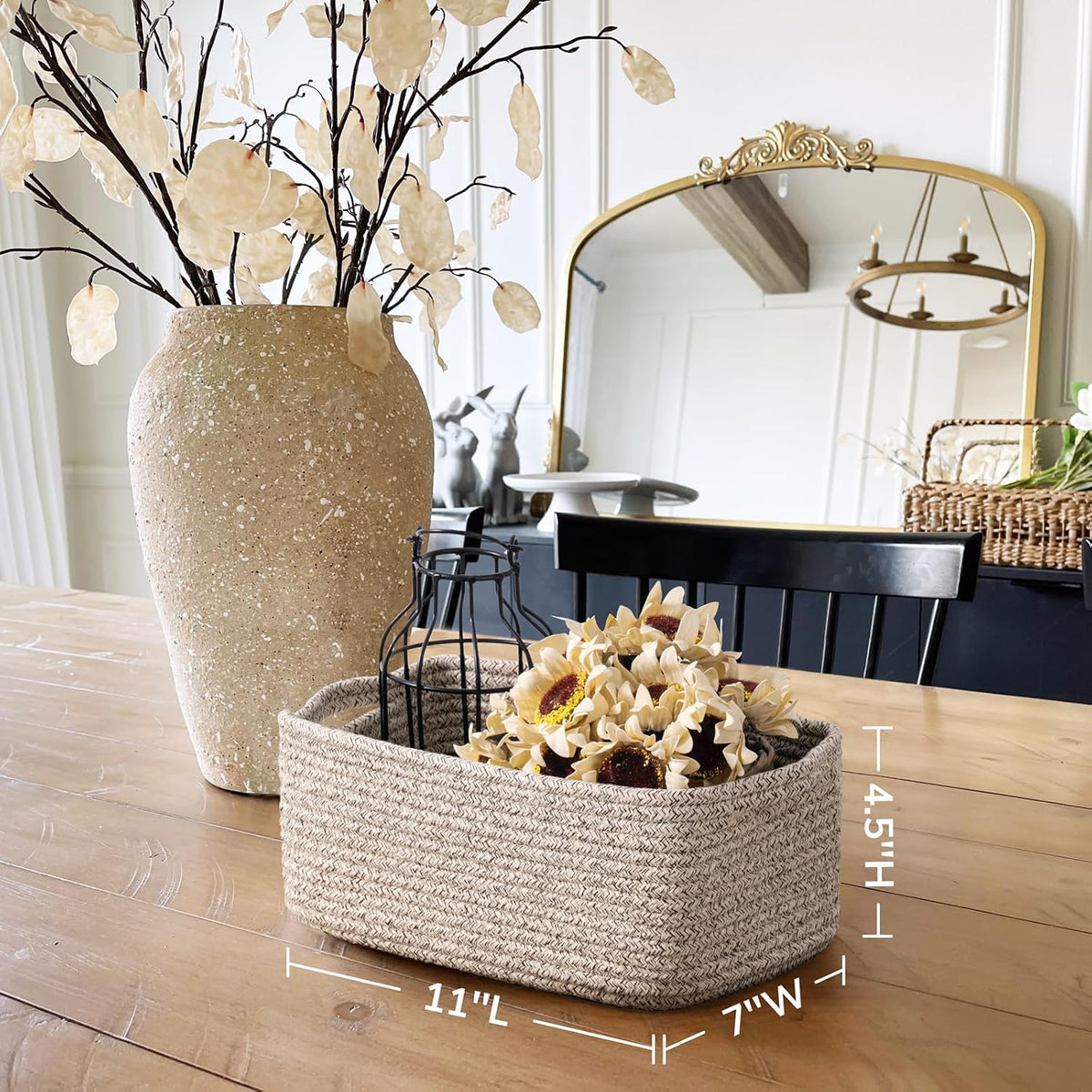 Goodpick 3Pack Rope Storage Baskets for Shelves Organizing, 11 x 7 x 4.5 in