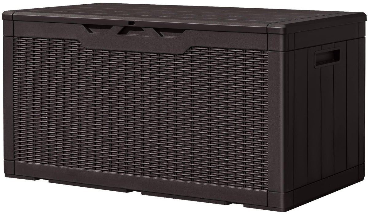 Greesum Outdoor Storage Box 31 Gallon Storage Box with Lid for Patio Furniture, Garden Tools, Pool Supplies, Waterproof and UV Resistant, Lockable, Dark Black