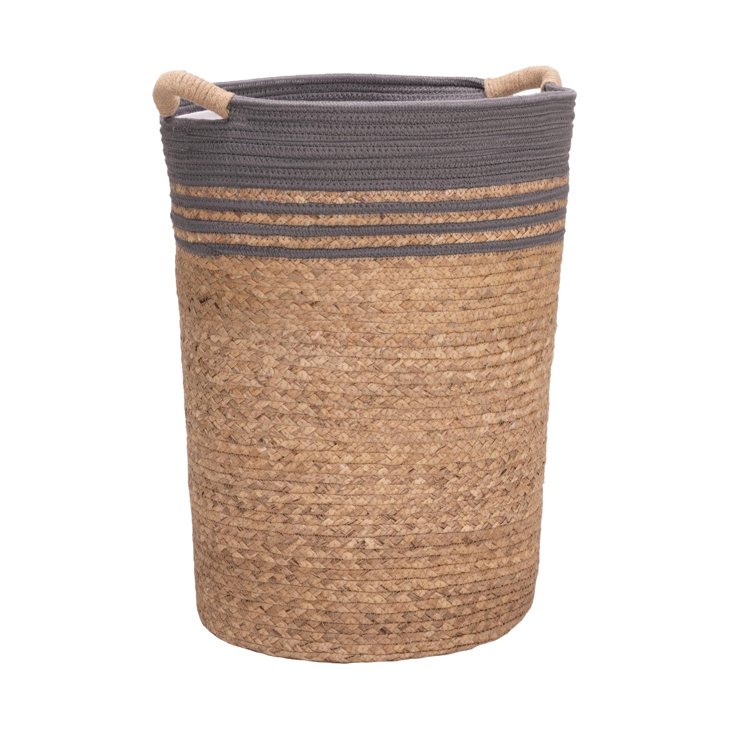 Seville Classics Premium Natural Handwoven Portable Laundry Bin Basket with Carrying Handles, Household Storage for Clothes, Linens, Sheets, Toys, Natural Water Hyacinth, Rectangular (2-Pack)