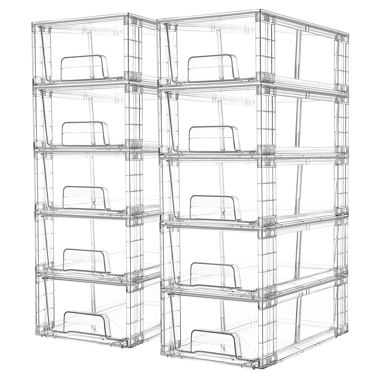 Vtopmart 4 Pack Stackable Clear Drawer with Dividers