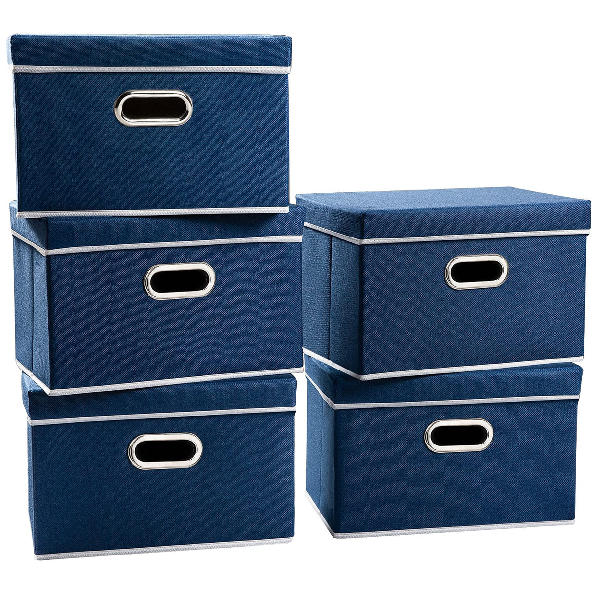 PRANDOM Large Collapsible Storage Bins with Lids [3-Pack] Jute Fabric Foldable Storage Boxes Organizer Containers Baskets Cube with Cover for Home Bedroom Closet Office Nursery (17.7x11.8x11.8)