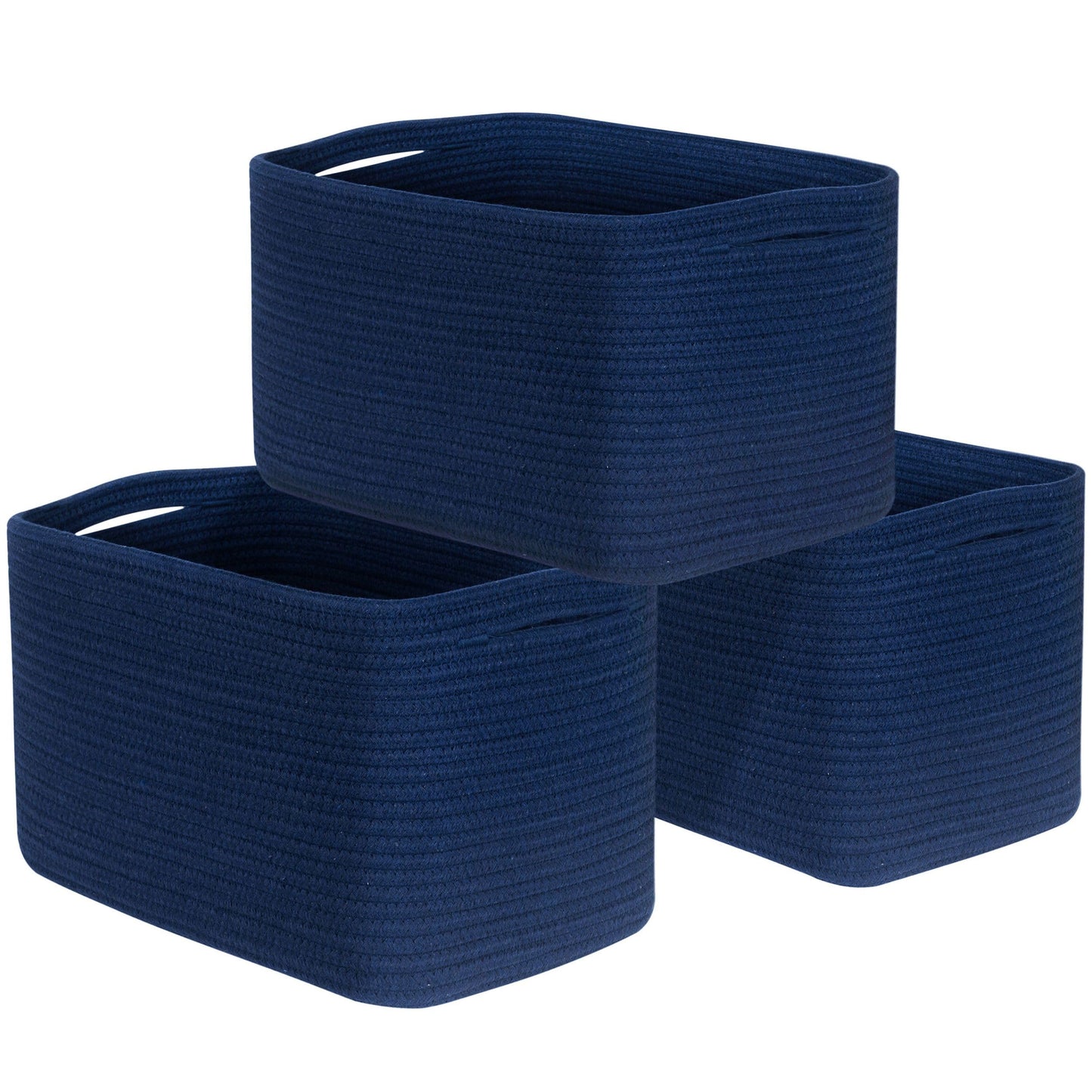 MINTWOOD Design 3-Pack Decorative Woven Storage Baskets for Shelves, Cube Bin Box for Organizing Books, Shoes, Dog Toys, Pantry Closet and Living Room Organizer, Oatmeal Brown