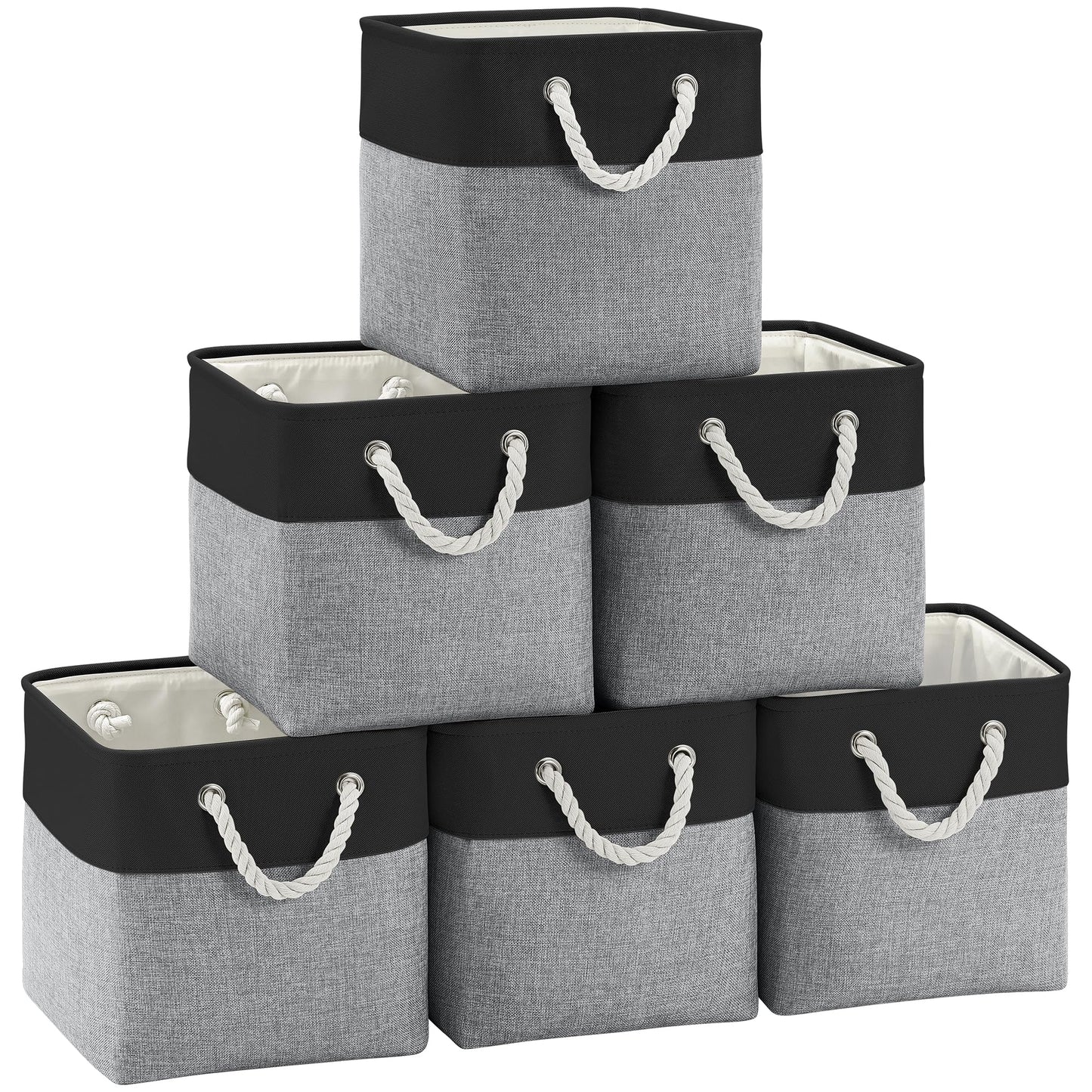 FinishingBo 11 inch Cube Storage Bin with Handles 6 Pack