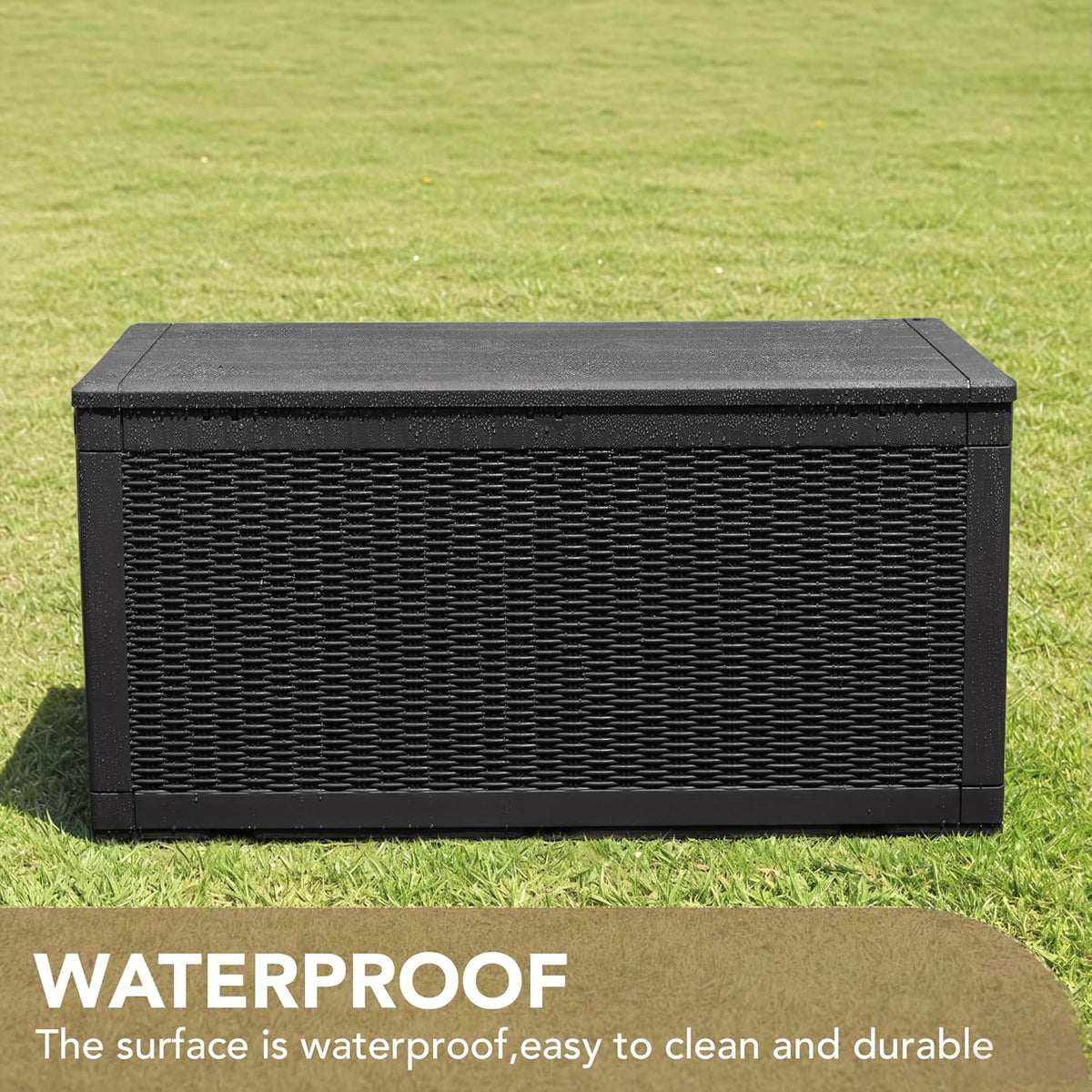 Devoko 100 Gallon Waterproof Resin Deck Box, Large Outdoor Storage Box