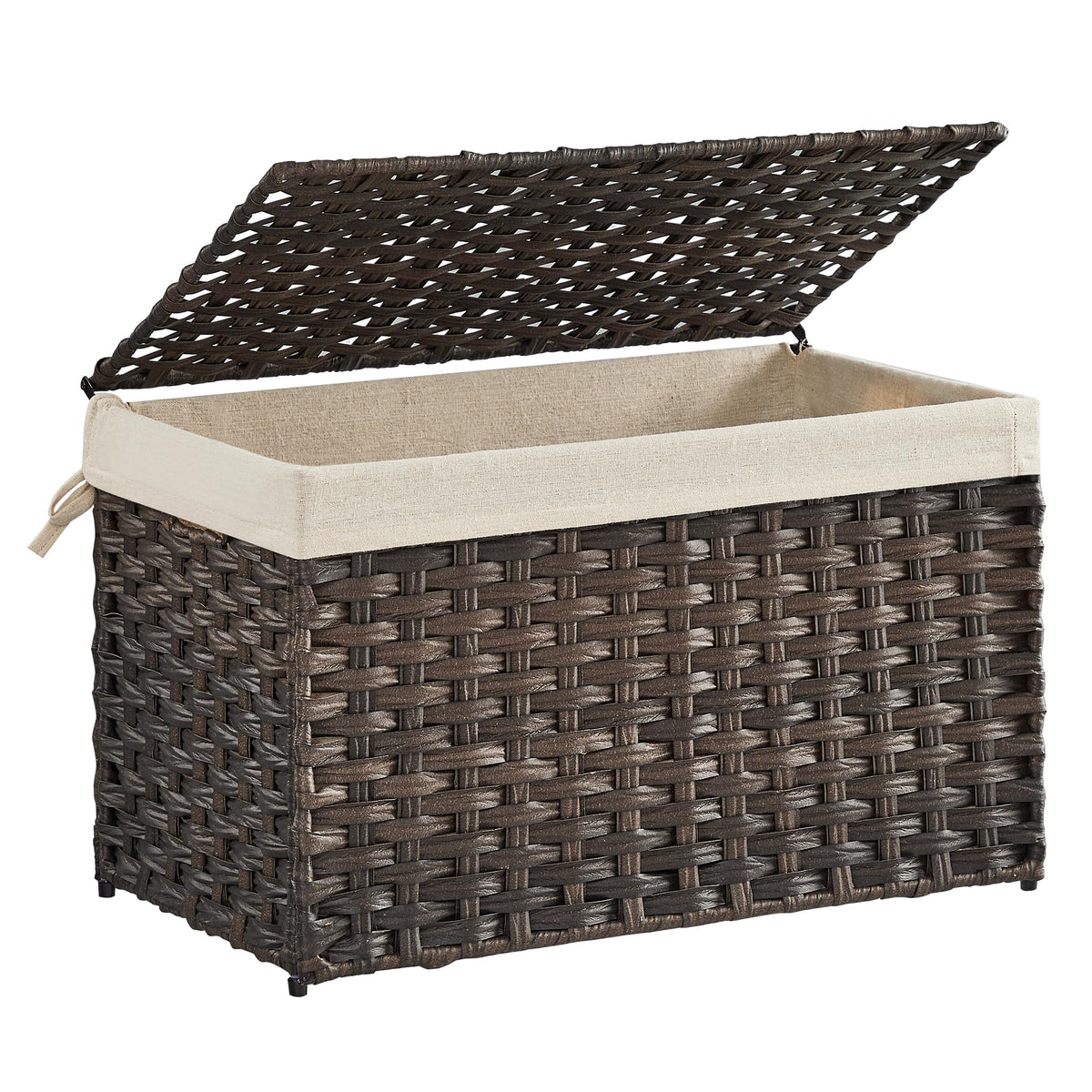 SONGMICS Woven Storage Basket with Lid, 42.3 Gallon (160L), Foldable