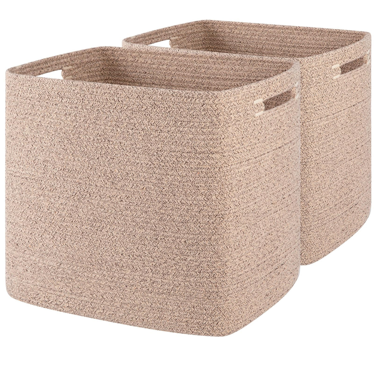 OIAHOMY 2 PACK Tall Storage baskets 42L Blanket Basket Living Room Brown