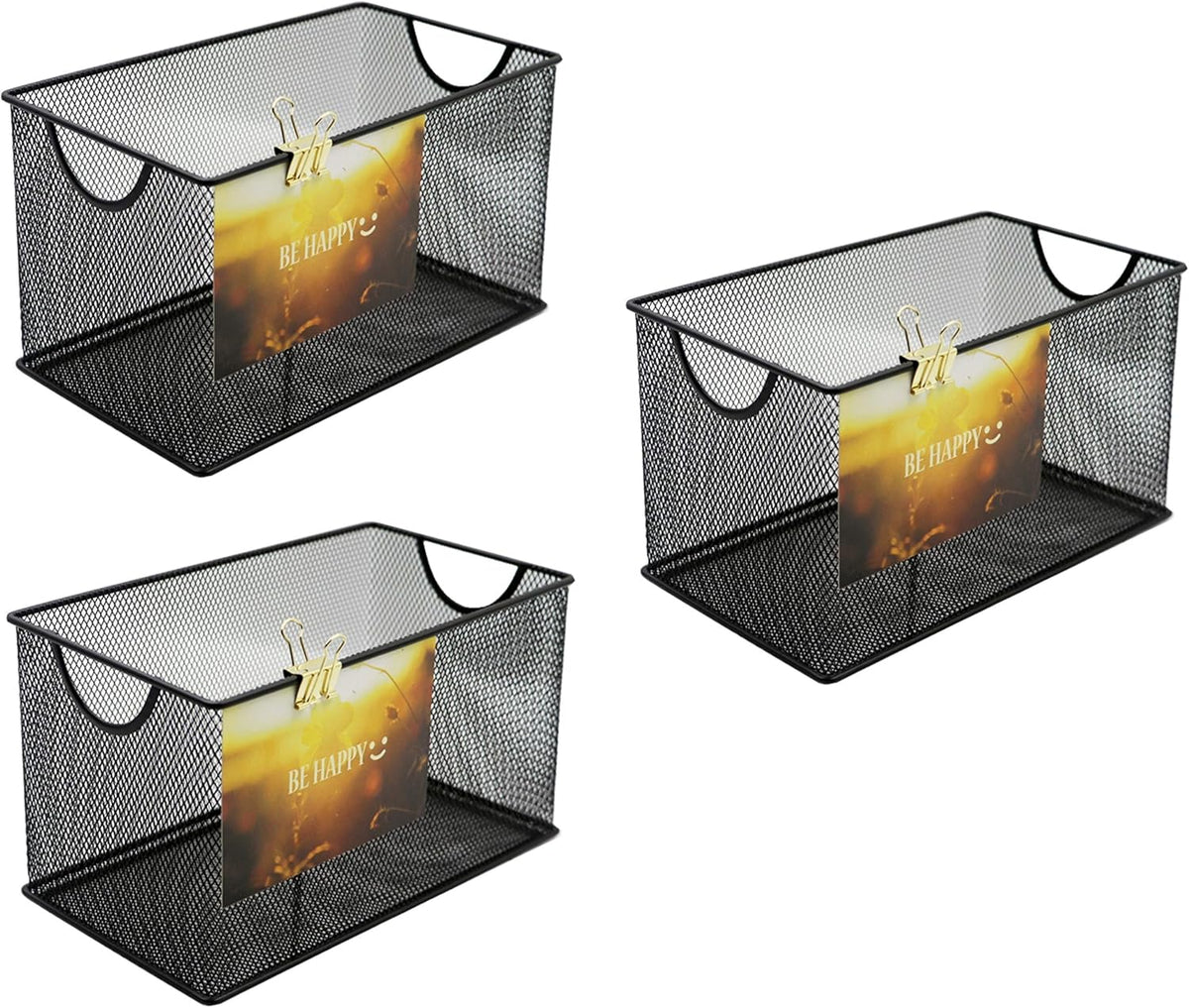 3 Pack Mesh Metal Storage Basket Organizer CD Storage Boxes
