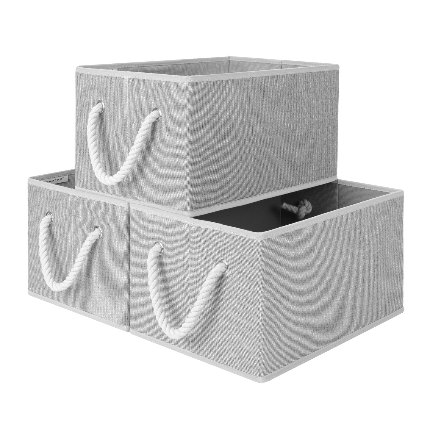 StorageWorks Closet Storage Bins, Beige, 3-Pack, Large