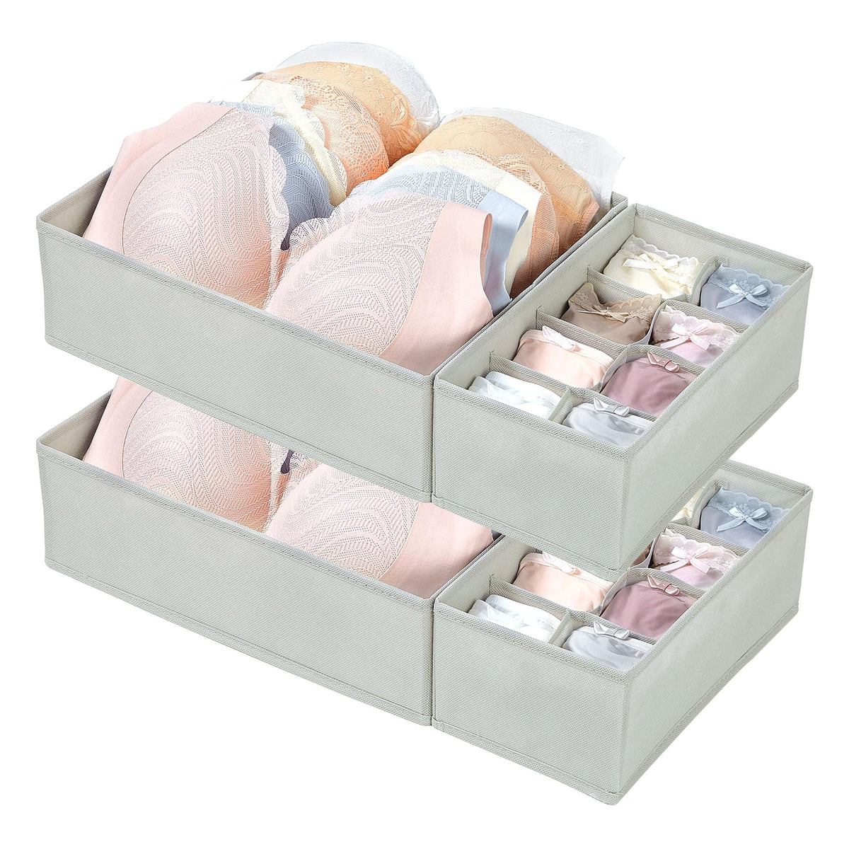 Vtopmart 12 Pack Baby Clothes Organizer, Foldable Fabric Drawer Bins, White