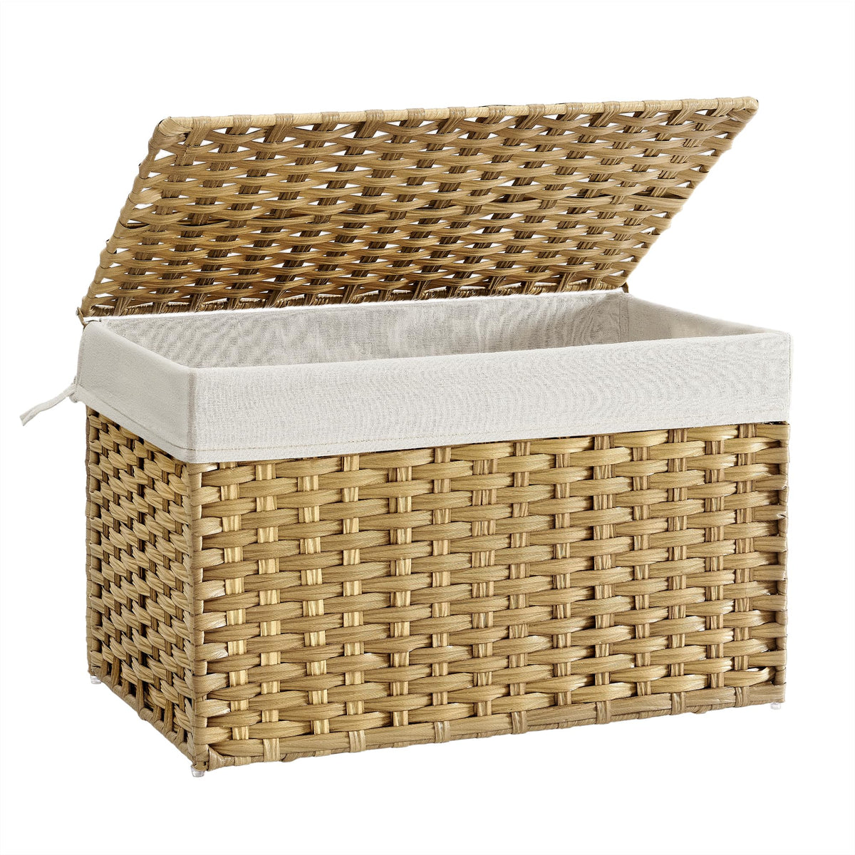 SONGMICS Woven Storage Basket with Lid, 42.3 Gallon (160L), Foldable