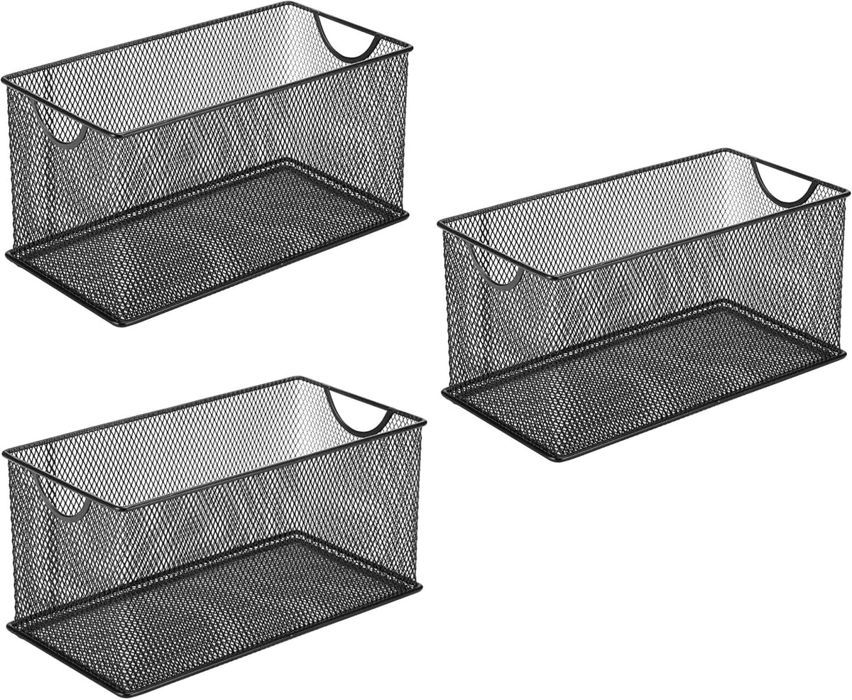 3 Pack Mesh Metal Storage Basket Organizer CD Storage Boxes