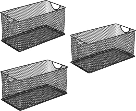 3 Pack Mesh Metal Storage Basket Organizer CD Storage Boxes