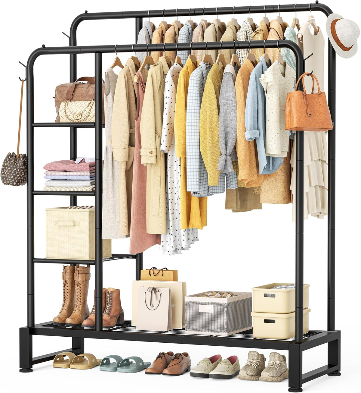 Double Rods Clothes Rack Clothing Rack, Clothes Rack for Hanging Clothes