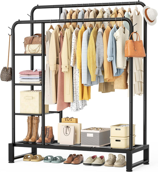 Double Rods Clothes Rack Clothing Rack, Clothes Rack for Hanging Clothes
