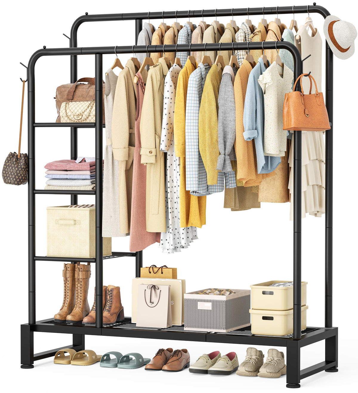 Double Rods Clothes Rack Clothing Rack, Clothes Rack for Hanging Clothes