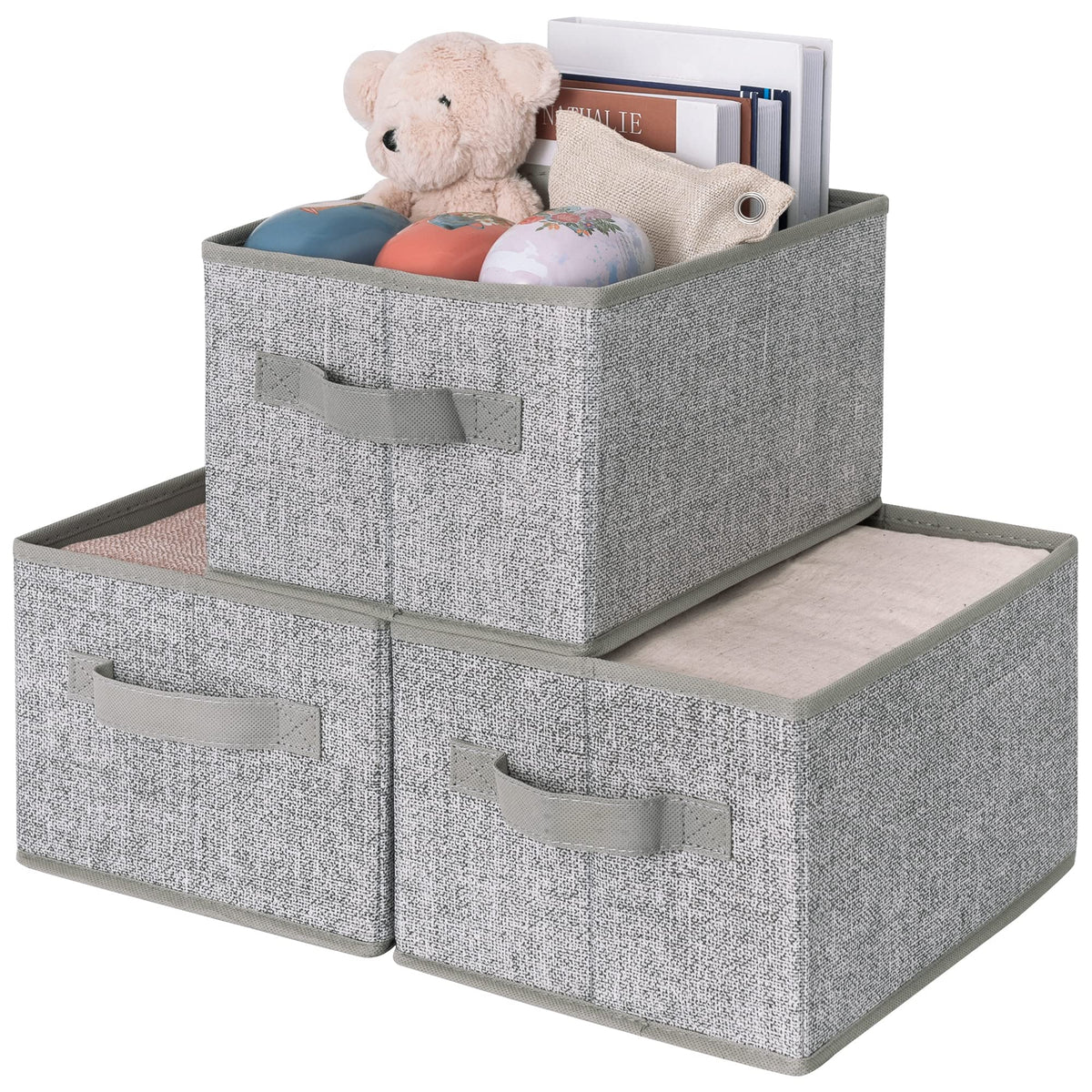 GRANNY SAYS Closet Storage Bins with Handles, Gray, Large, 3-Pack