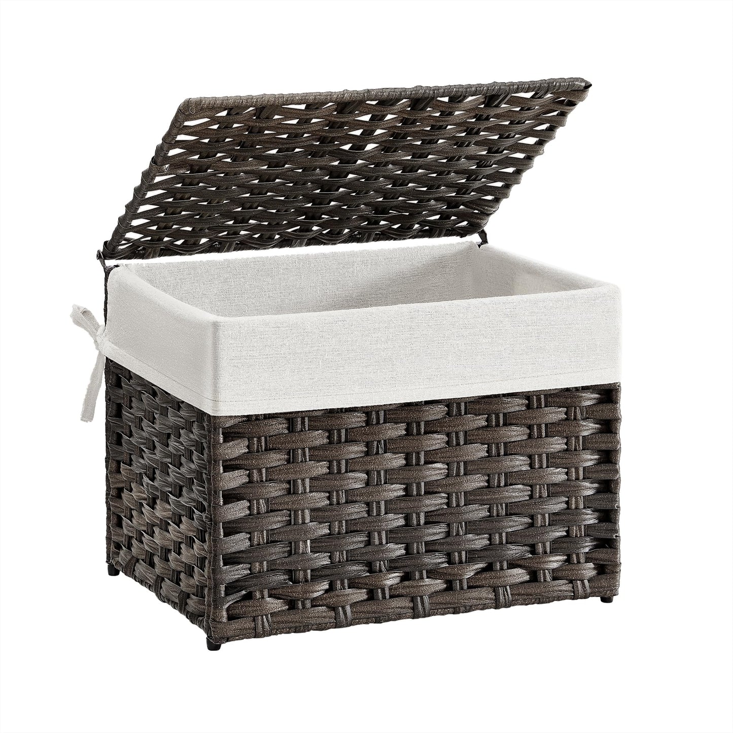 SONGMICS Woven Storage Basket with Lid, 42.3 Gallon (160L), Foldable