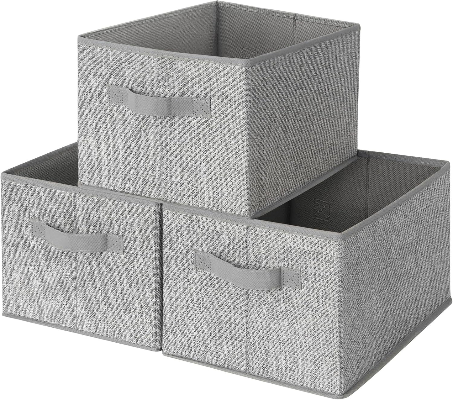 GRANNY SAYS Closet Storage Bins with Handles, Gray, Large, 3-Pack