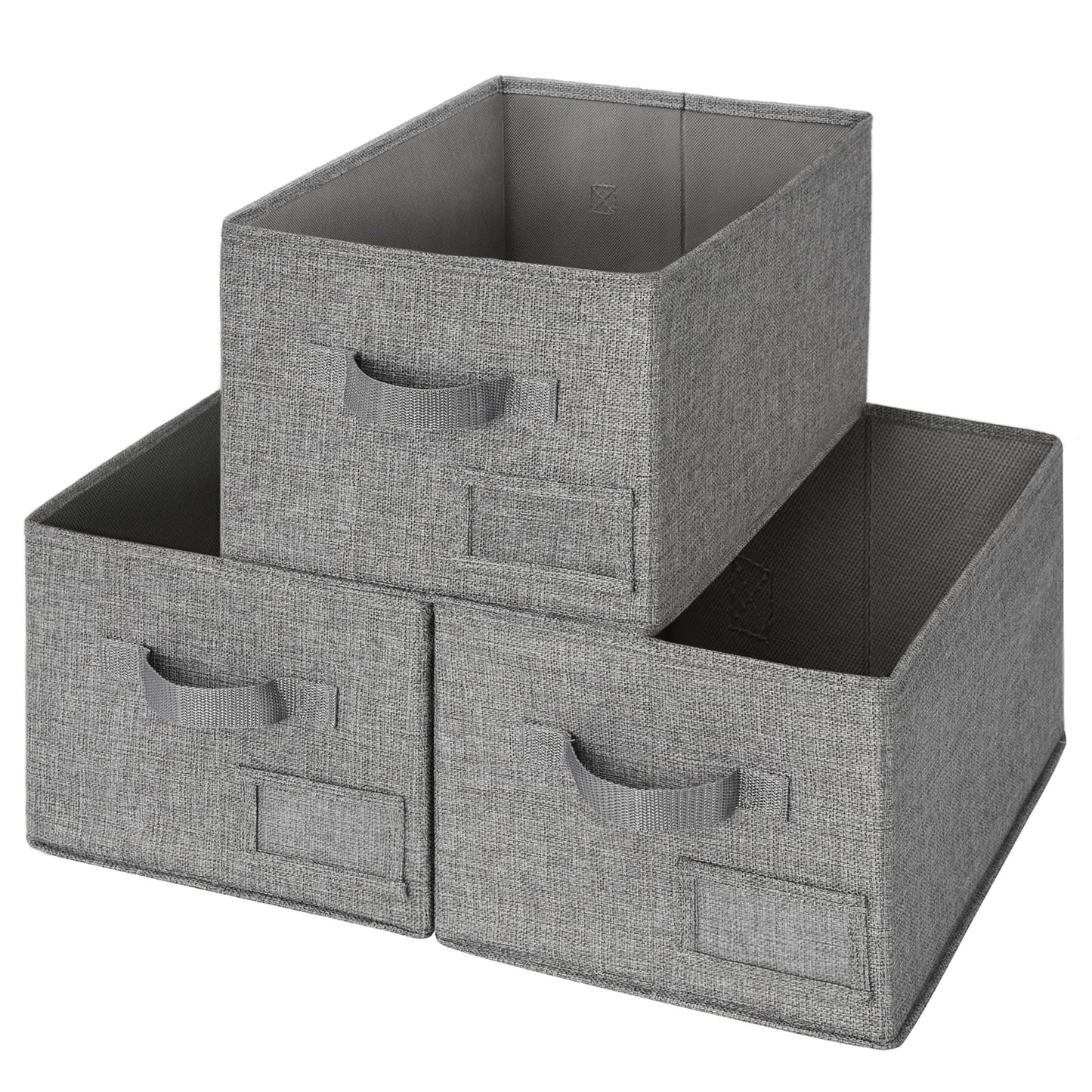 GRANNY SAYS Closet Storage Bins with Handles, Gray, Large, 3-Pack
