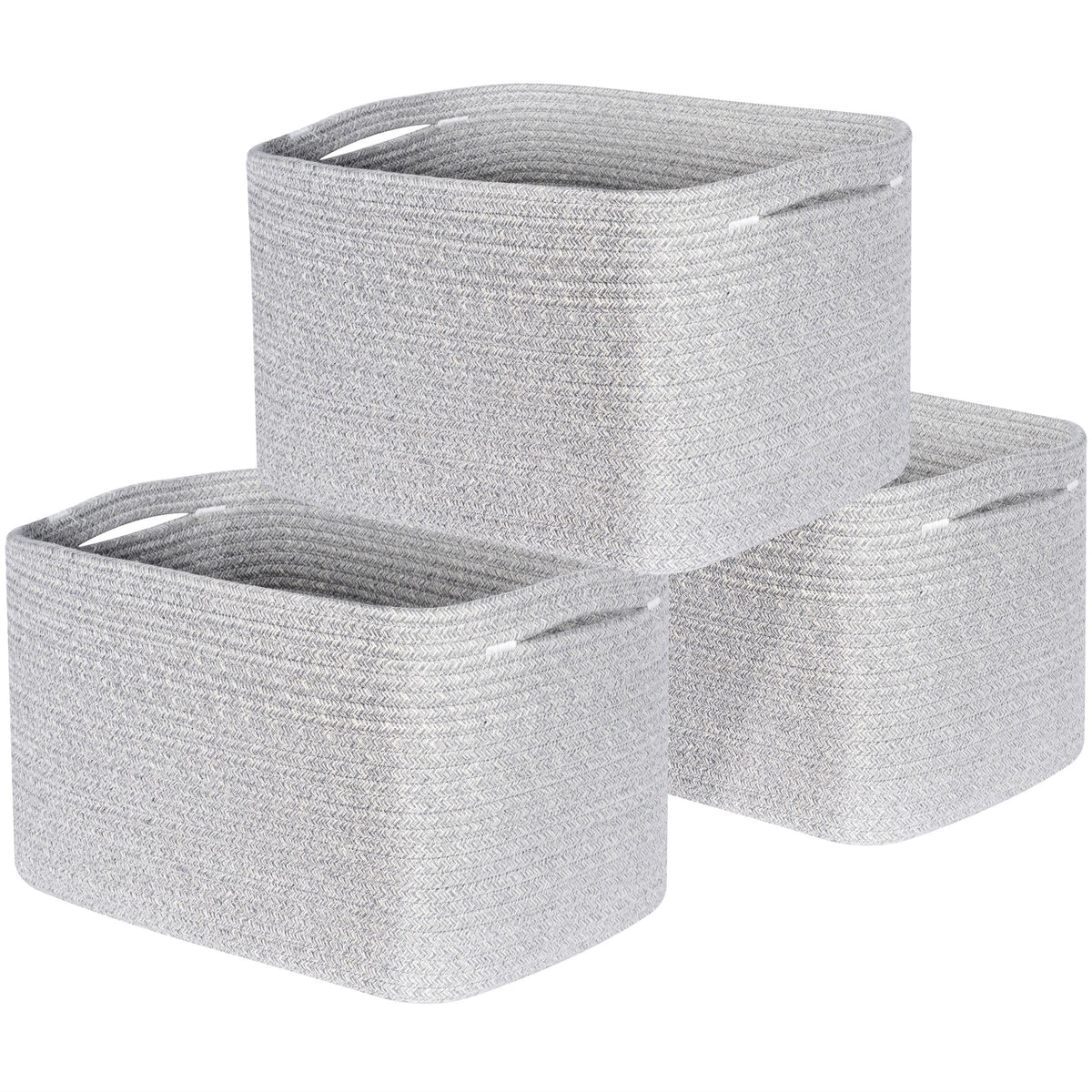 MINTWOOD Design 3-Pack Decorative Woven Storage Baskets for Shelves, Cube Bin Box for Organizing Books, Shoes, Dog Toys, Pantry Closet and Living Room Organizer, Oatmeal Brown