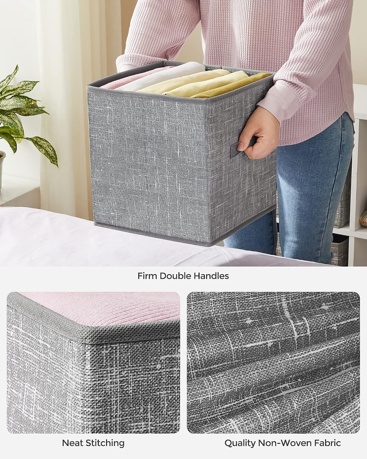 SONGMICS Storage Cubes, Set of 6, 11-Inch Foldable Closet Organizers