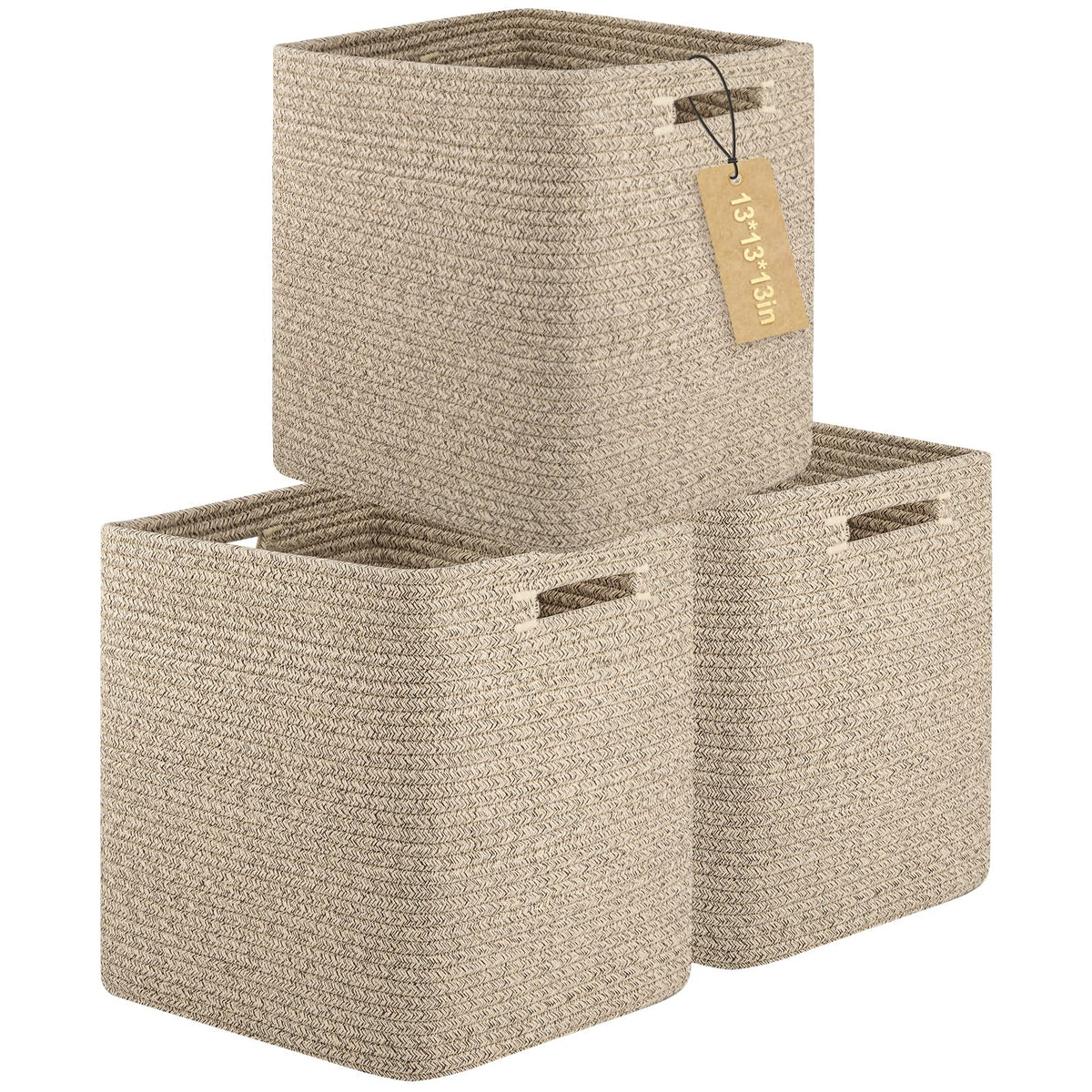 OIAHOMY 2 PACK Cube Storage Bin 13 Inch Collapsible Storage Cube Brown
