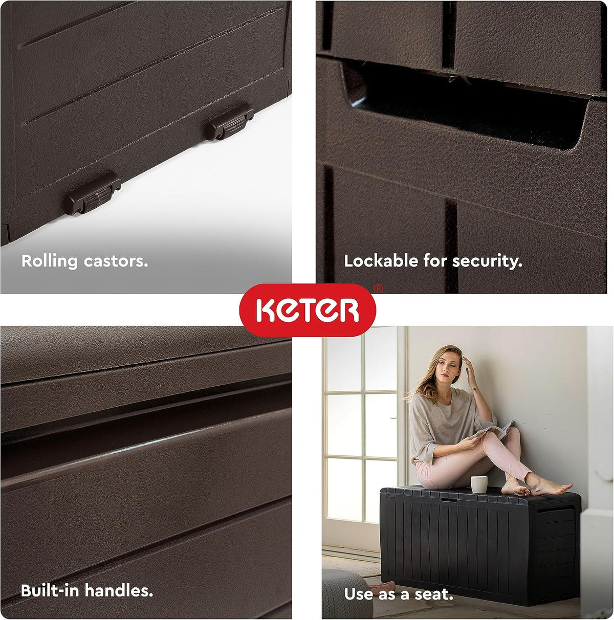 Keter Marvel 71 Gal Outdoor Storage Box for Patio and Pool Accessories
