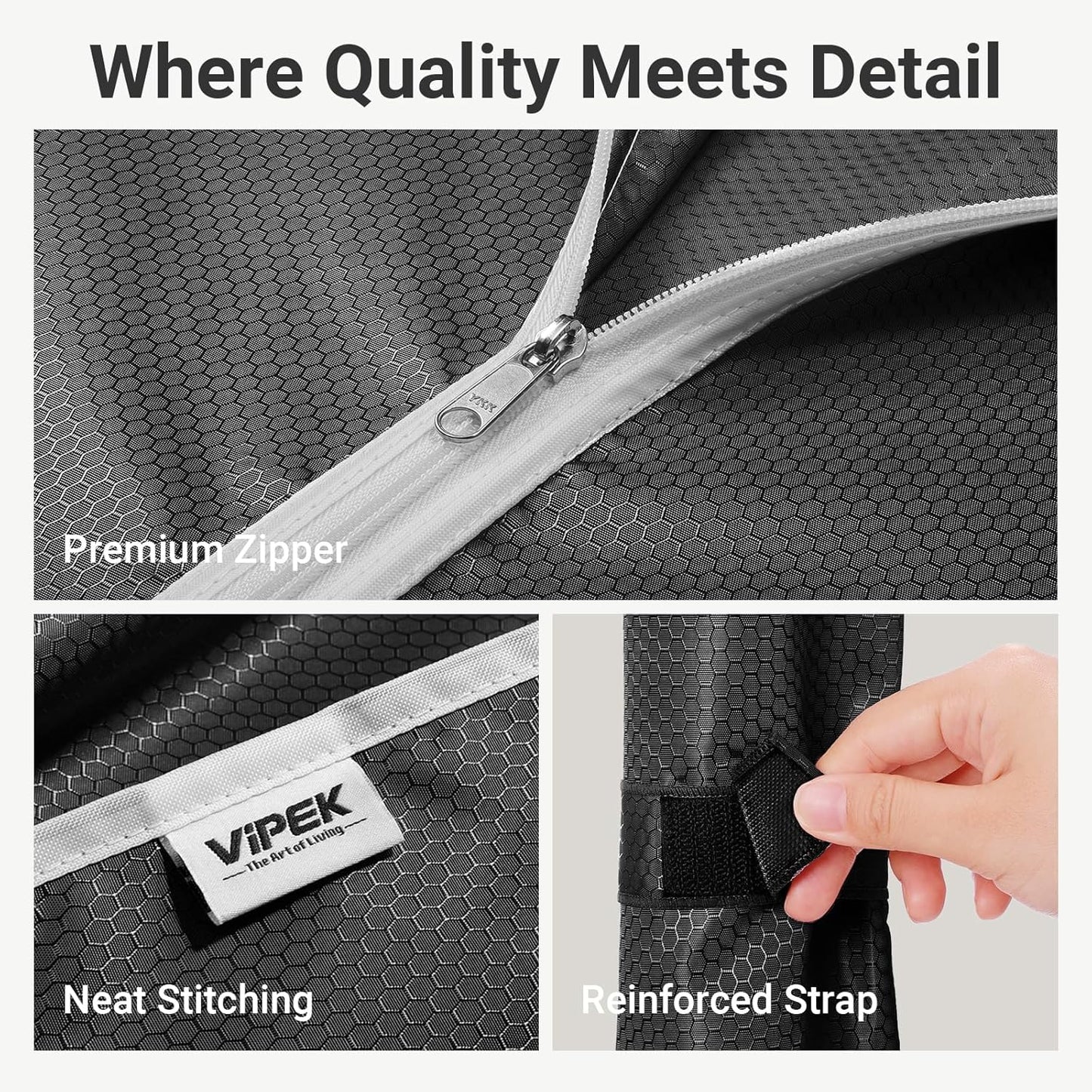 VIPEK V5C Heavy Duty Covered Clothes Rack Portable Closet Rack, Black Metal Clothing Rack with Black Upgarded Polyester Cover, Adjustable Custom Freestanding Closet Wardrobe, Max Load 800LBS