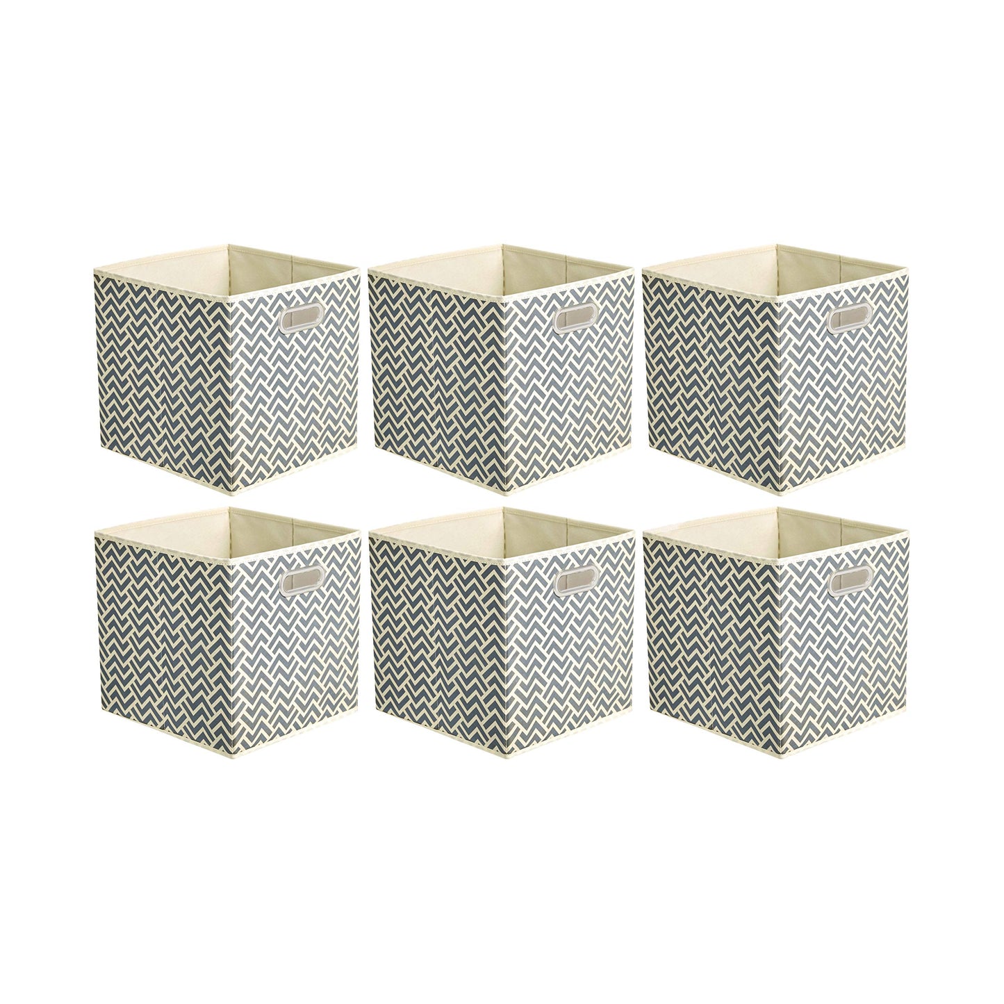 Amazon Basics Collapsible Cube Storage Bins, Space-Saving, Organizing Fabric Bins with Handles, 10.5 x 10.5 x 11 inches, Light Grey, 6-Pack