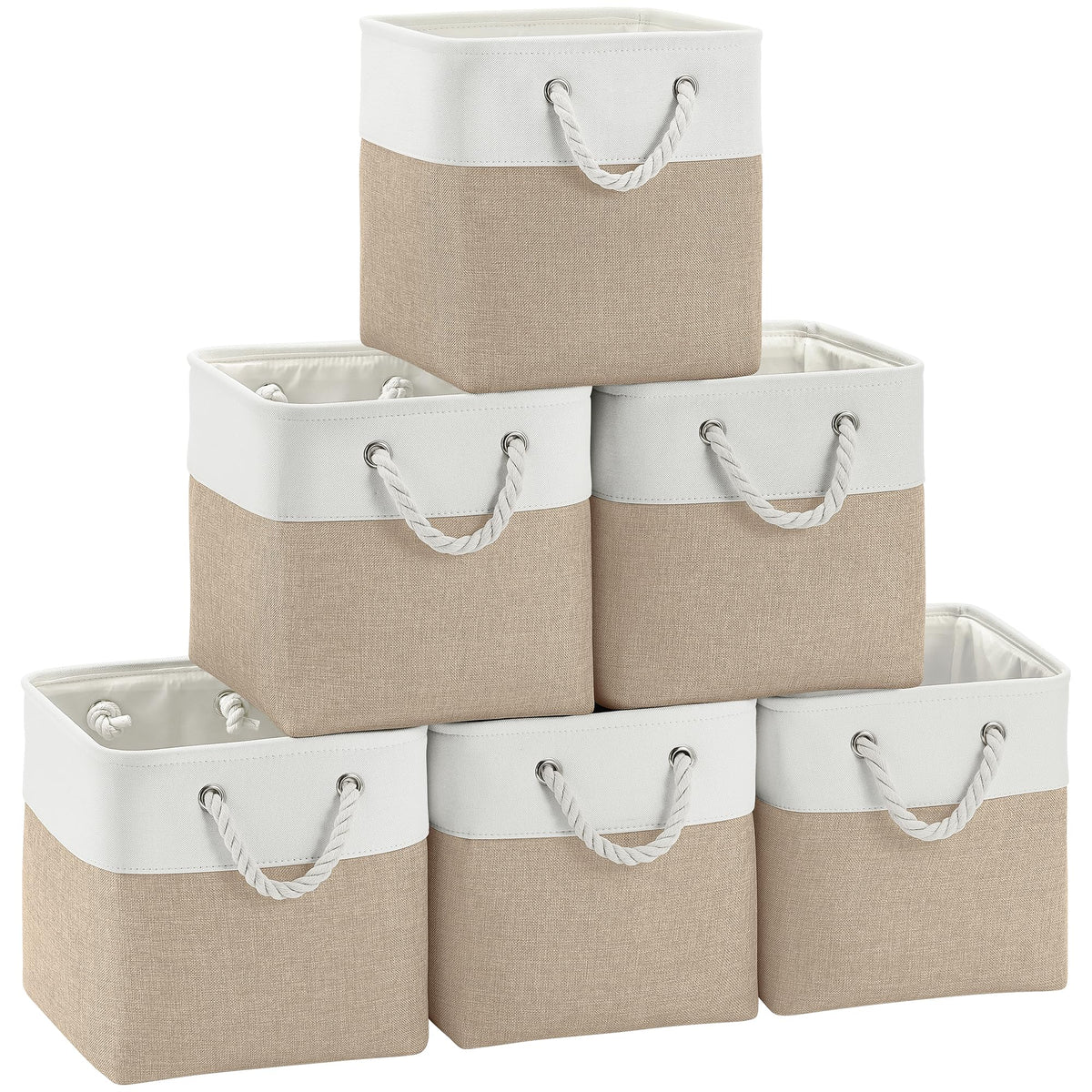 FinishingBo 11 inch Cube Storage Bin with Handles 6 Pack