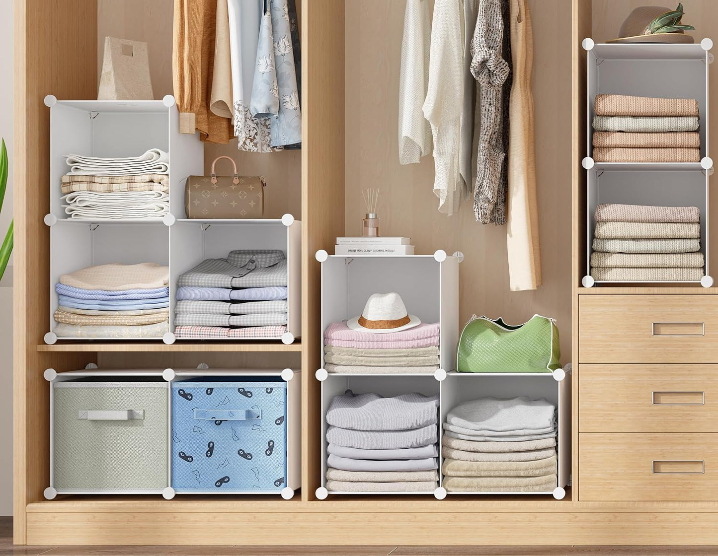 Stackable Closet Organizers and Storage 6 Cube Storage Organizer Closet Organizer for Bathroom Closet Storage for Wardrobe