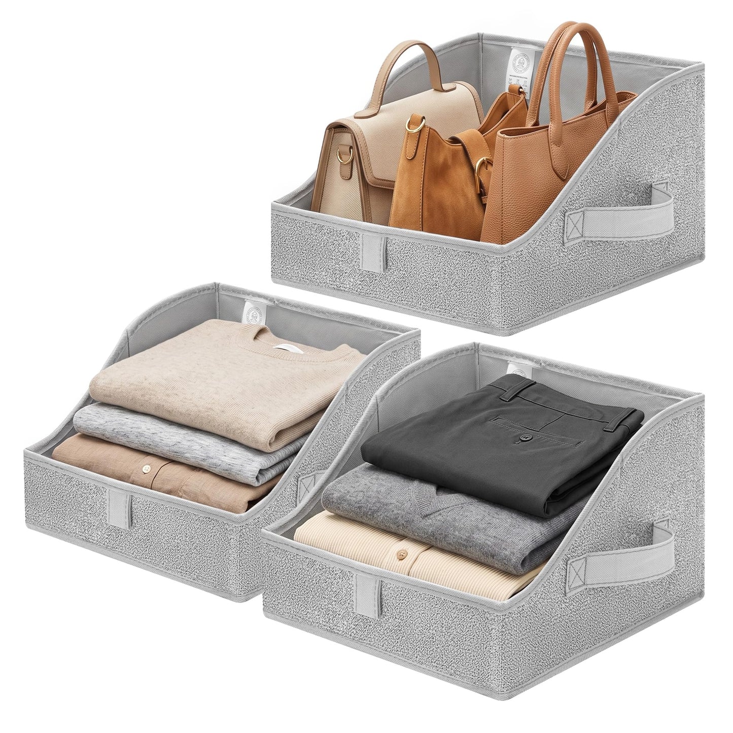 GRANNY SAYS Trapezoid Closet Storage Bins, Medium, Black, 3-Pack