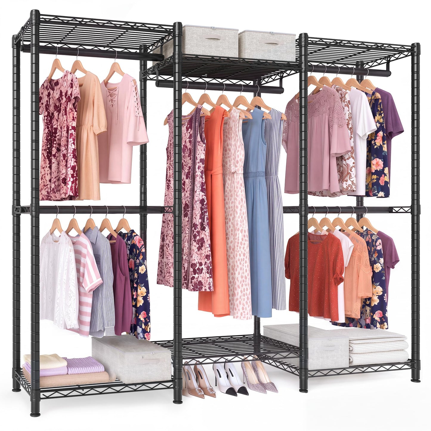 SONGMICS Closet Organizers and Storage, Clothes Rack with Shelves
