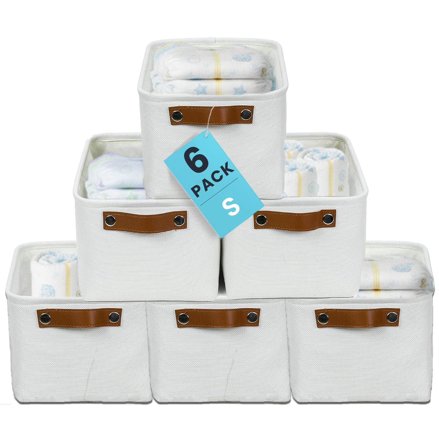 OrganiHaus 15x11in Canvas Storage Baskets 3 Pack - Fabric Bins for Shelves