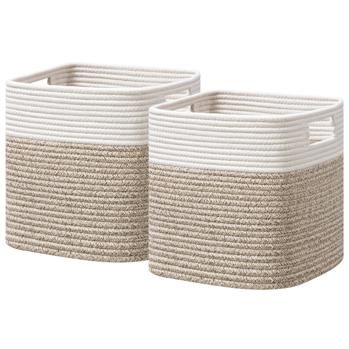 UBBCARE Set of 4 Storage Cubes-13 X 13 X 13 In, Cotton Rope Basket for Shelves, Toys, Book, Cube Storage Bin with Handles, Woven Storage Basket for Organizing, Beige