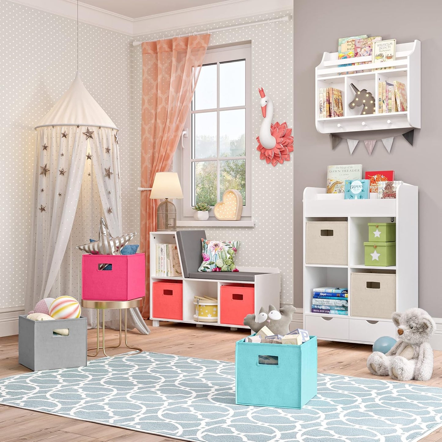 RiverRidge Folding Storage Bins - 2-pack of 10in Tall Taupe Cubes
