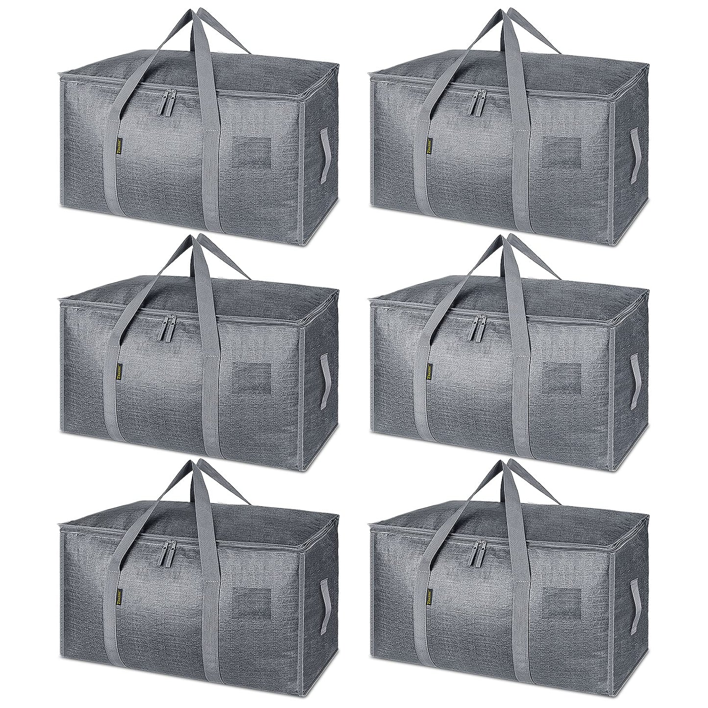 BALEINE 6-Pack Oversized Moving Bags with Reinforced Handles, Heavy-Duty Storage Tote for Clothes, Moving Supplies (Clear, 6-Pack)