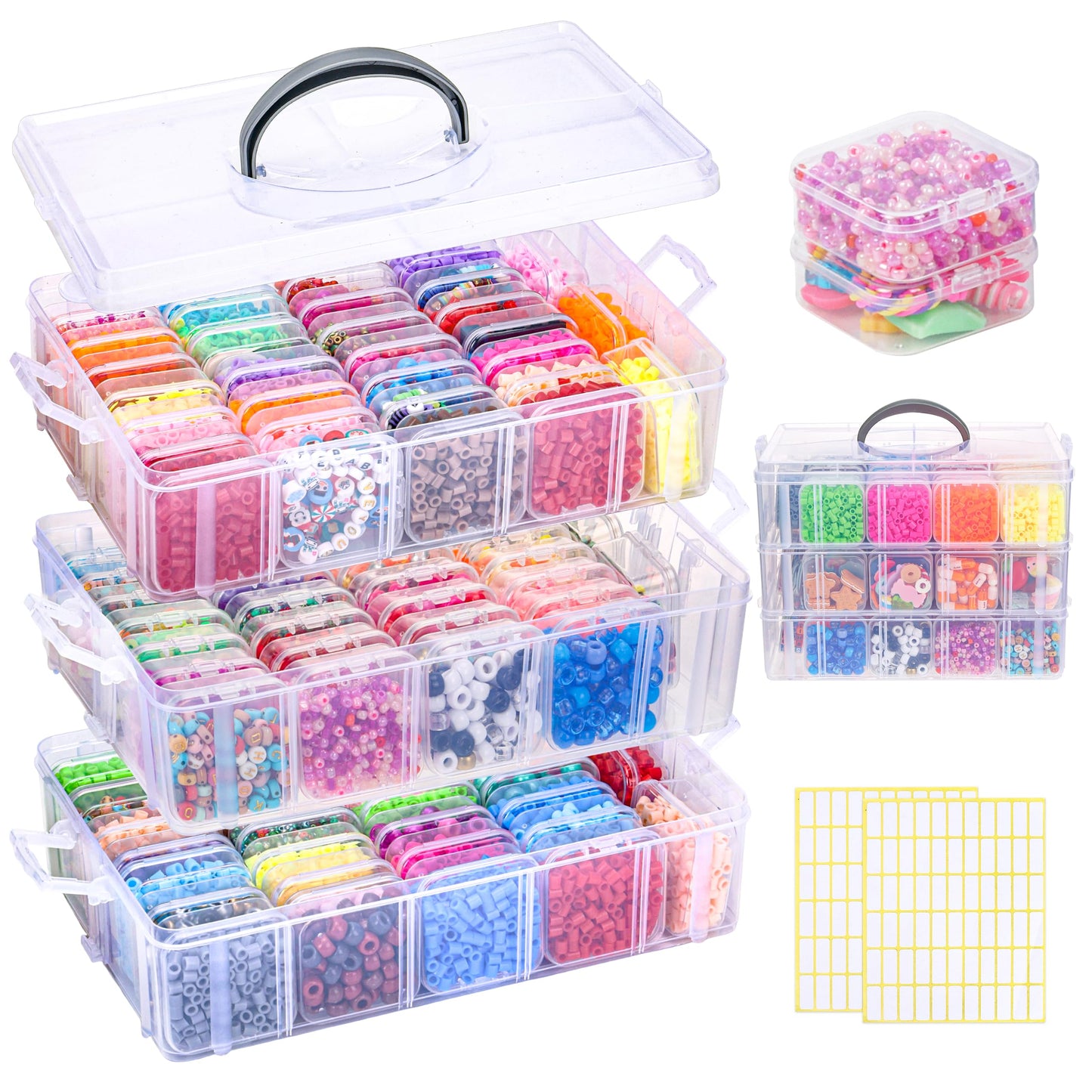 Bead Organizer 3 Tier 30 grid Stackable Craft Tackle Storage Container