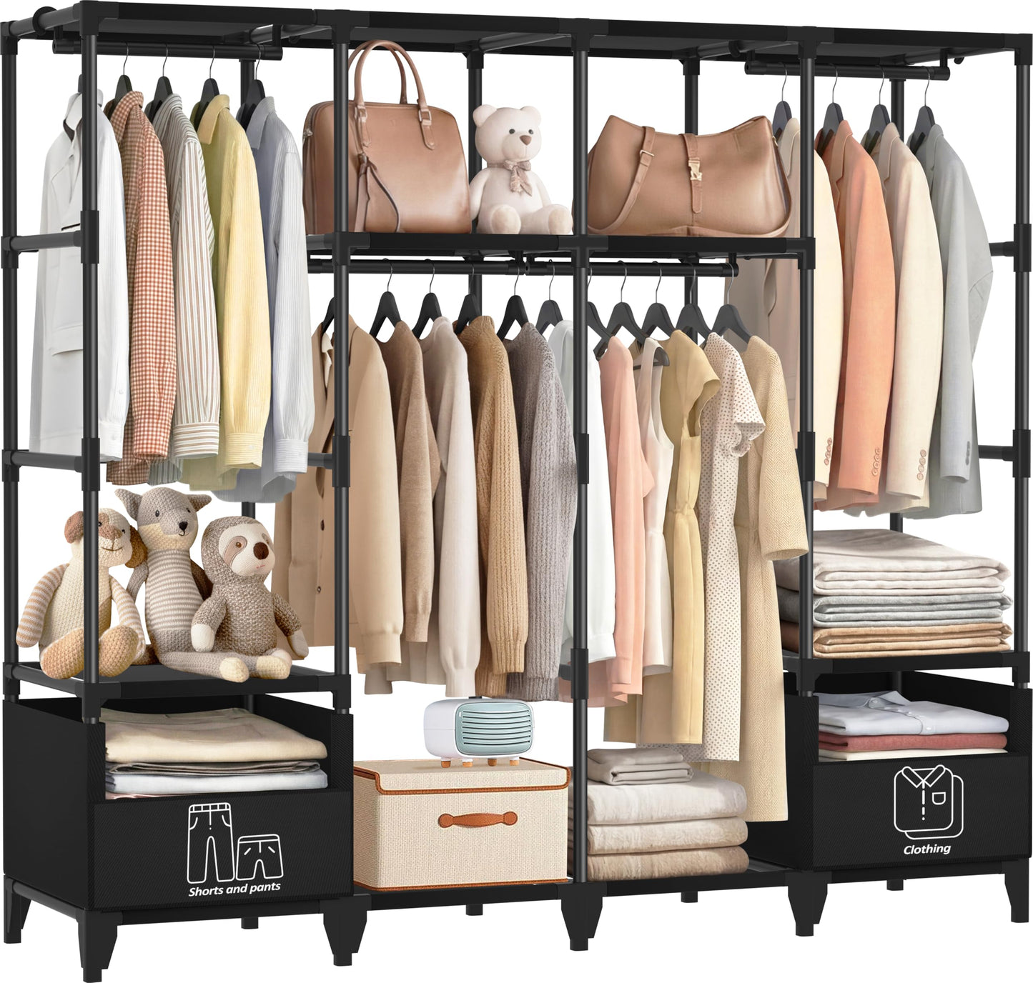 LOKEME Portable Closet,Sturdy Stable Large Capacity Wardrobe Closet