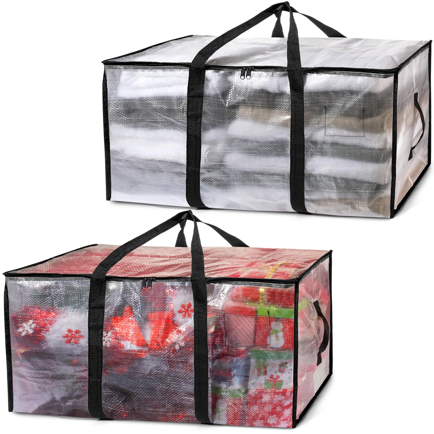 ClearSpace Heavy Duty Moving Bags - Water Resistant Storage Bags with Backpack Straps, Zippers and Handles - Large Moving Boxes for College Dorm, Travel, Closet Organization - 6 Pack, Clear