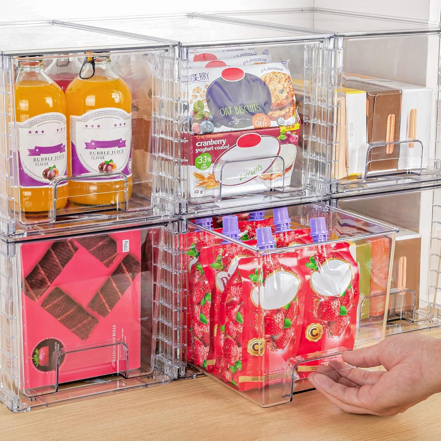 Vtopmart 4 Pack Large Stackable Storage Drawers, Clear