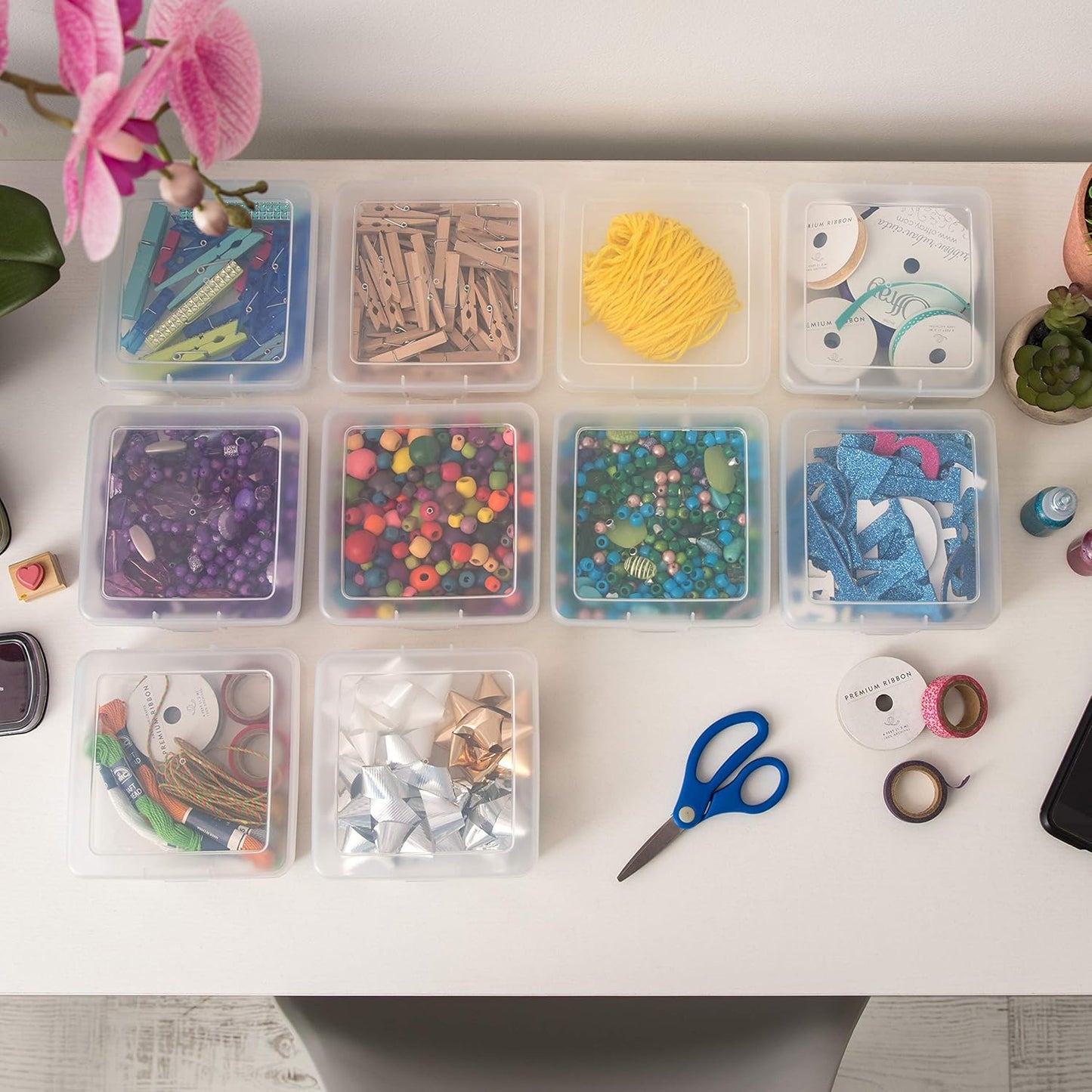 IRIS USA Clear Cases |Made in USA| Plastic Box Organizers (18-Pack)- Small