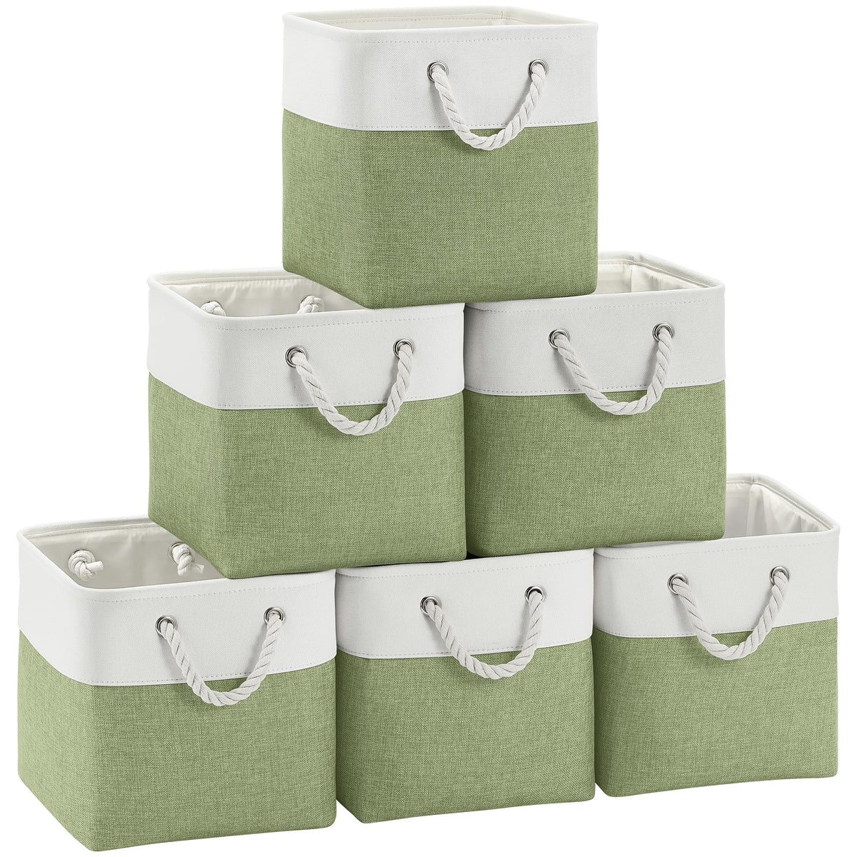 FinishingBo 11 inch Cube Storage Bin with Handles 6 Pack