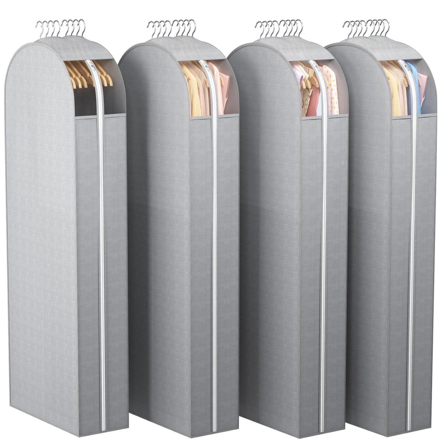 Liuoud Clear Garment Bags for Hanging Clothes 10” Gusseted, 4 Pack, 40”