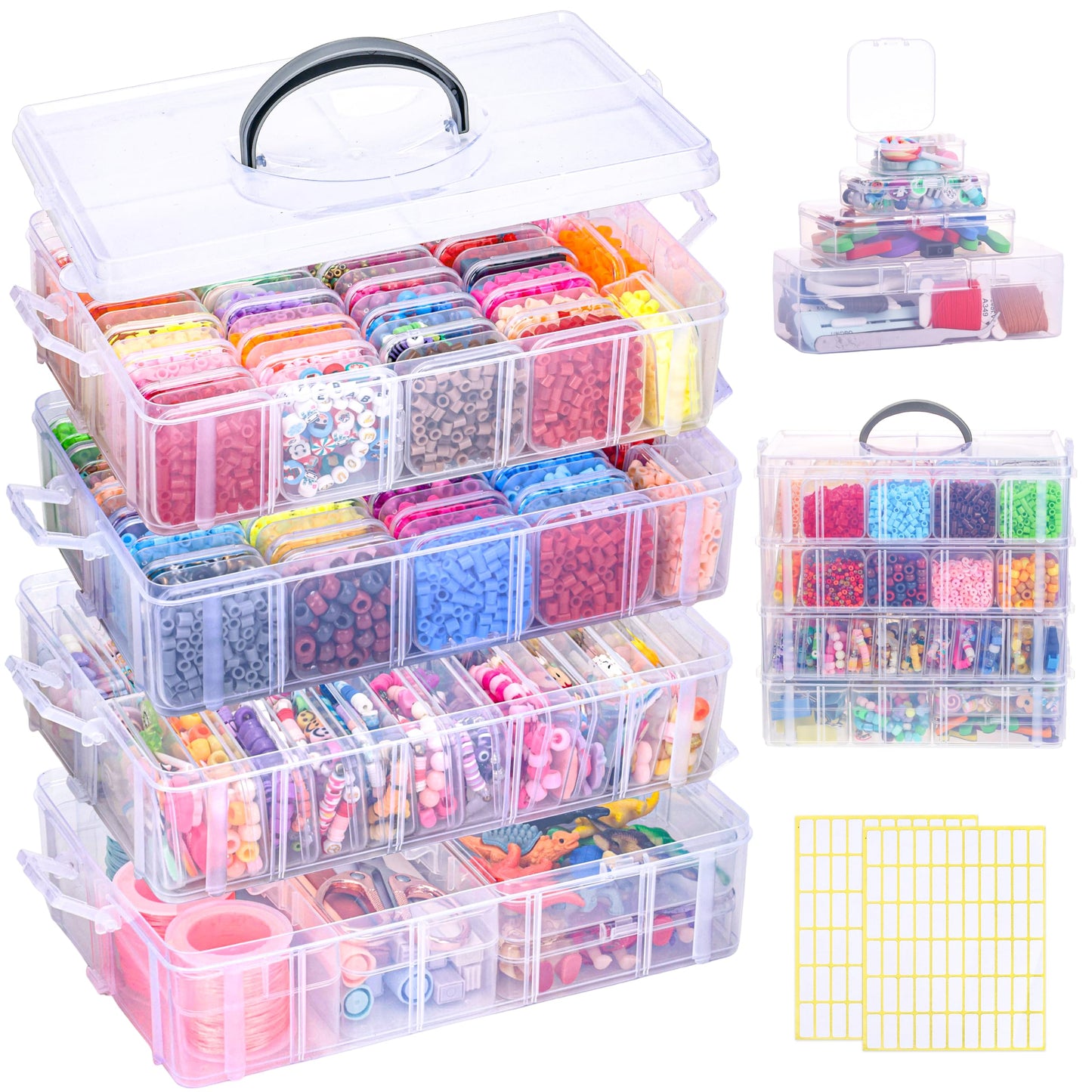 Bead Organizer 3 Tier 30 grid Stackable Craft Tackle Storage Container