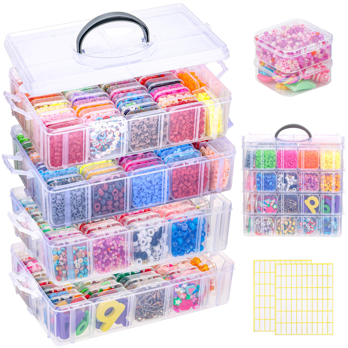 Bead Organizer 3 Tier 30 grid Stackable Craft Tackle Storage Container