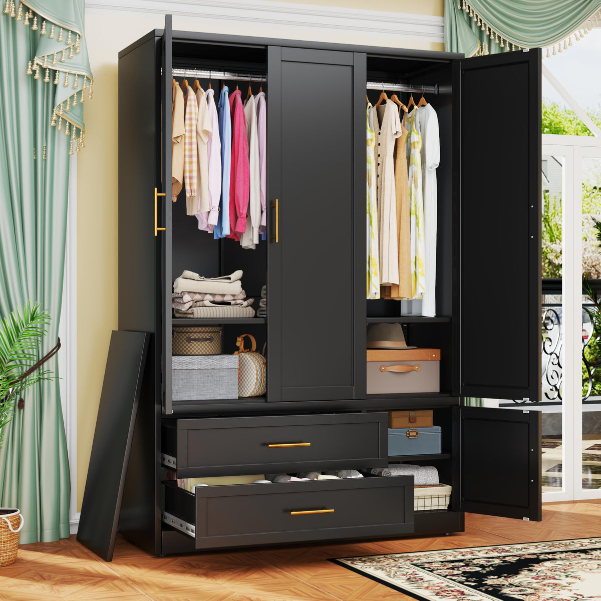 GAIOUS Metal Wardrobe Cabinet with 2 Drawers, 71" Clothing Storage Cabinets