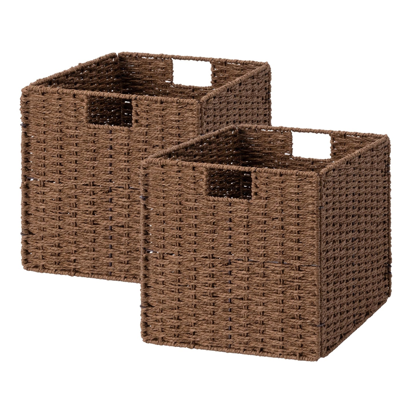 StorageWorks 9 inch Wicker Baskets for Storage, Square Baskets, Natural