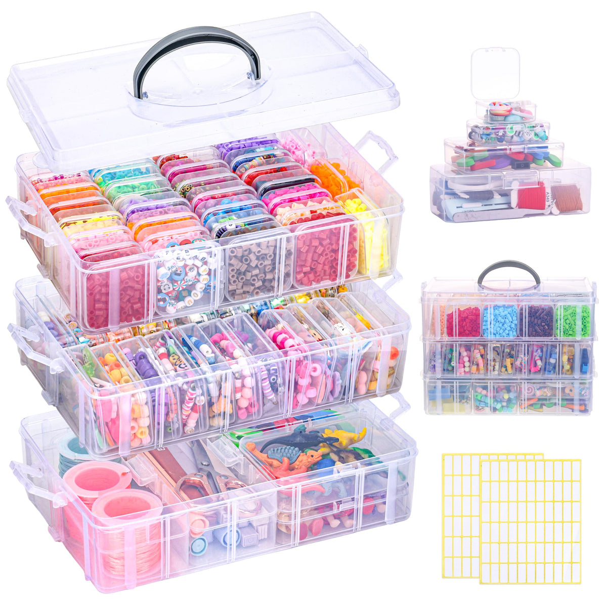 Bead Organizer 3 Tier 30 grid Stackable Craft Tackle Storage Container