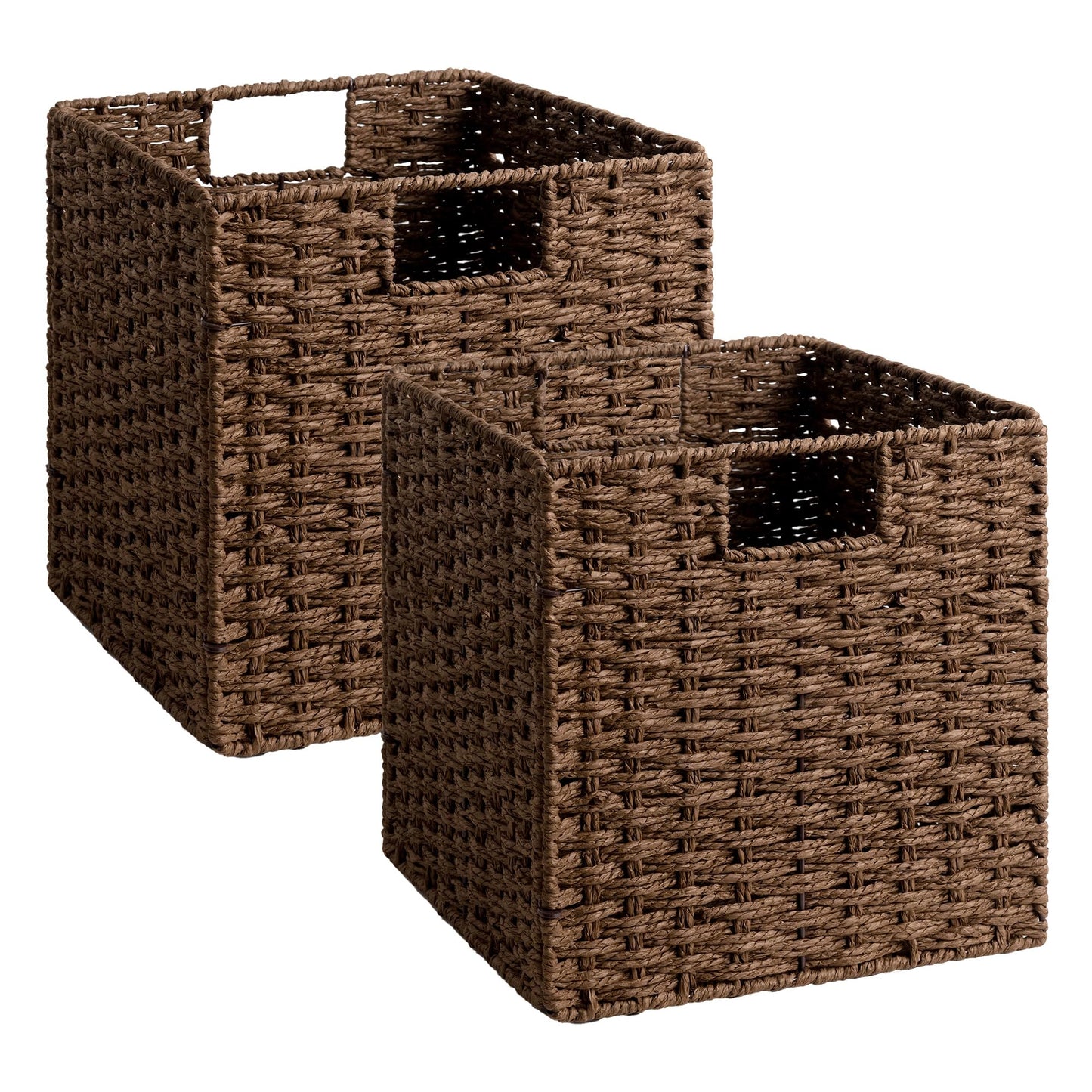 StorageWorks 9 inch Wicker Baskets for Storage, Square Baskets, Natural
